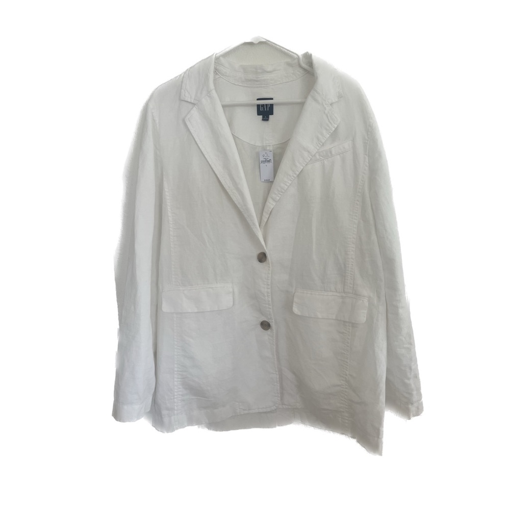 GAP White Cotton Two-Button Blazer